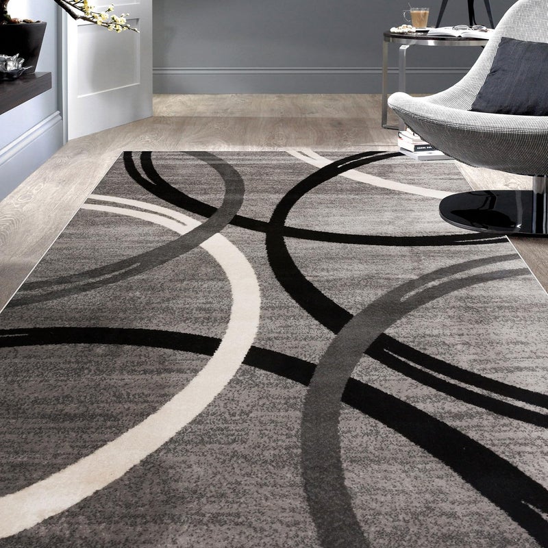 Rugshop Rugshop Modern Wavy Circles Design Area Rug 33 x 5 Gray