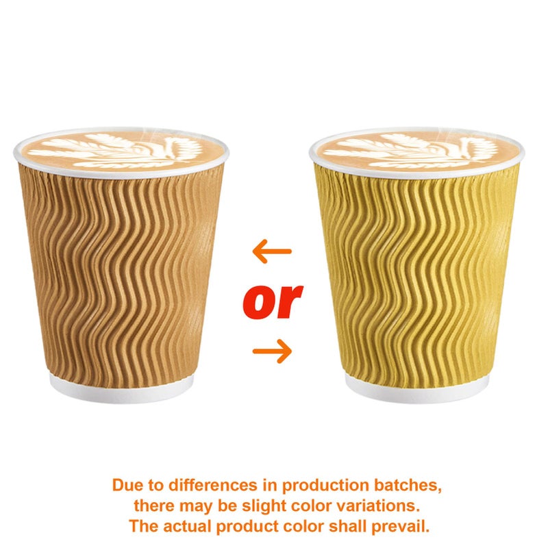 SIUQ 8 oz Coffee Cups - 150 Pack, Insulated Disposable Paper Cups 8 oz, Corrugated Ripple Wall Cups for Hot Beverage or Cold Drinks (Champagne) - Image 5