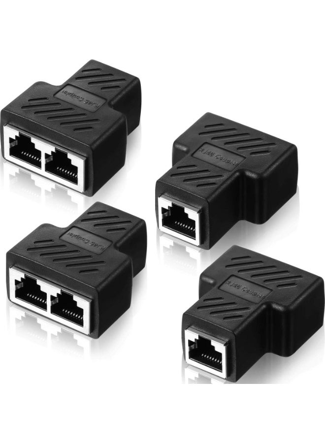 SUNSAR 4 Pieces RJ45 Ethernet Splitter Connectors 1 to 2 Splitter Connectors Adapter LAN Ethernet Plug Connector Compatible with Cat5 Cat6 Cable, Two Computer Can Surf The Internet at The Same Time - Image 1