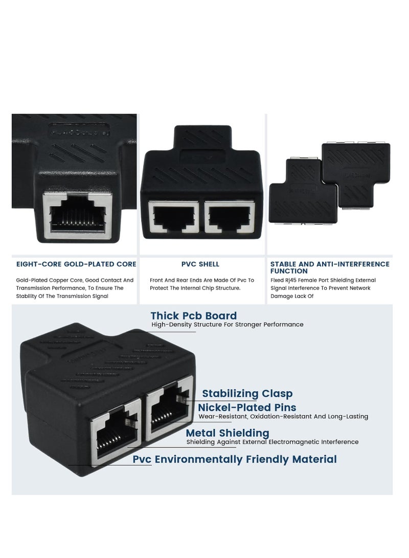 SUNSAR 4 Pieces RJ45 Ethernet Splitter Connectors 1 to 2 Splitter Connectors Adapter LAN Ethernet Plug Connector Compatible with Cat5 Cat6 Cable, Two Computer Can Surf The Internet at The Same Time - Image 3