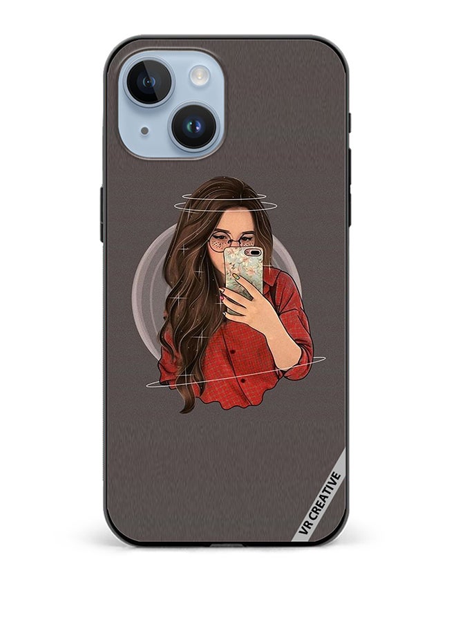 VR CREATIVE غطاء حماية لجهاز آبل آيفون 15 بتصميم سيلفي للبنات متعدد الألوان - Image 1