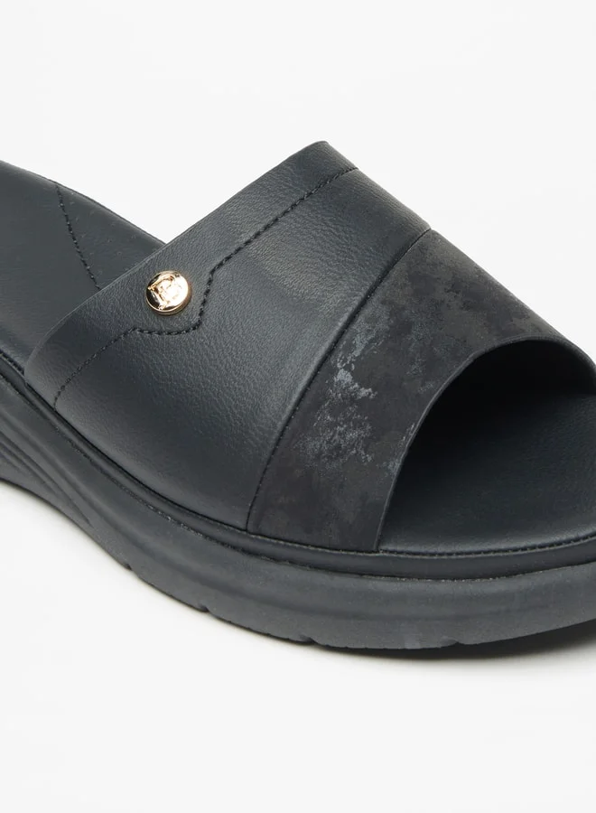 Flora Bella By Shoexpress Women's Solid Slip-On Sandals with Flatform Heels