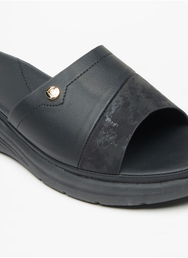 Flora Bella By Shoexpress Women's Solid Slip-On Sandals with Flatform Heels  - Image 5