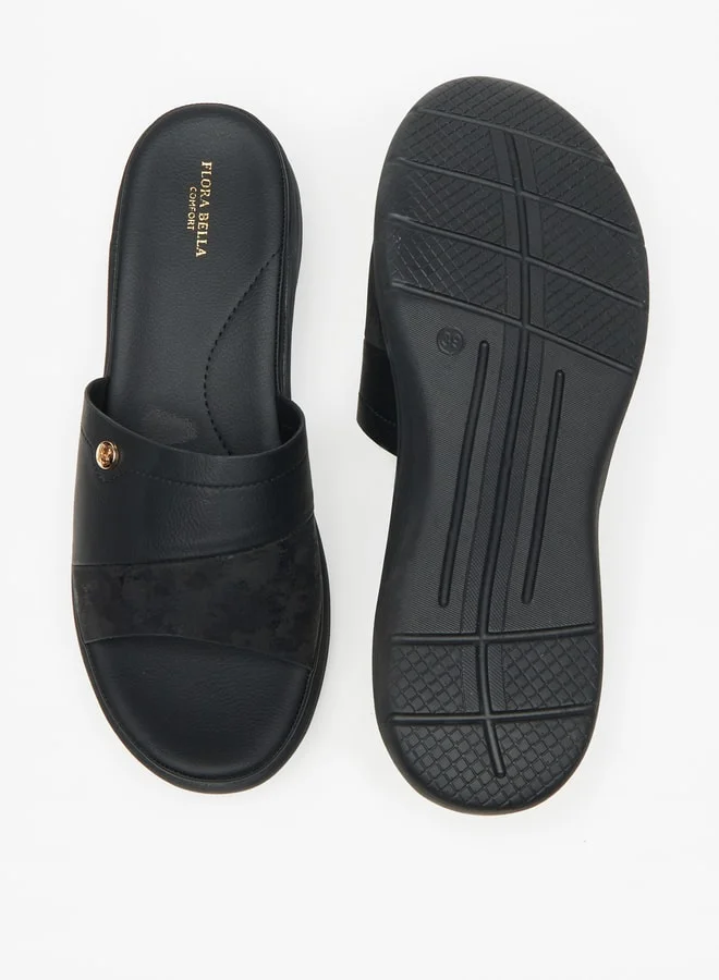 Flora Bella By Shoexpress Women's Solid Slip-On Sandals with Flatform Heels