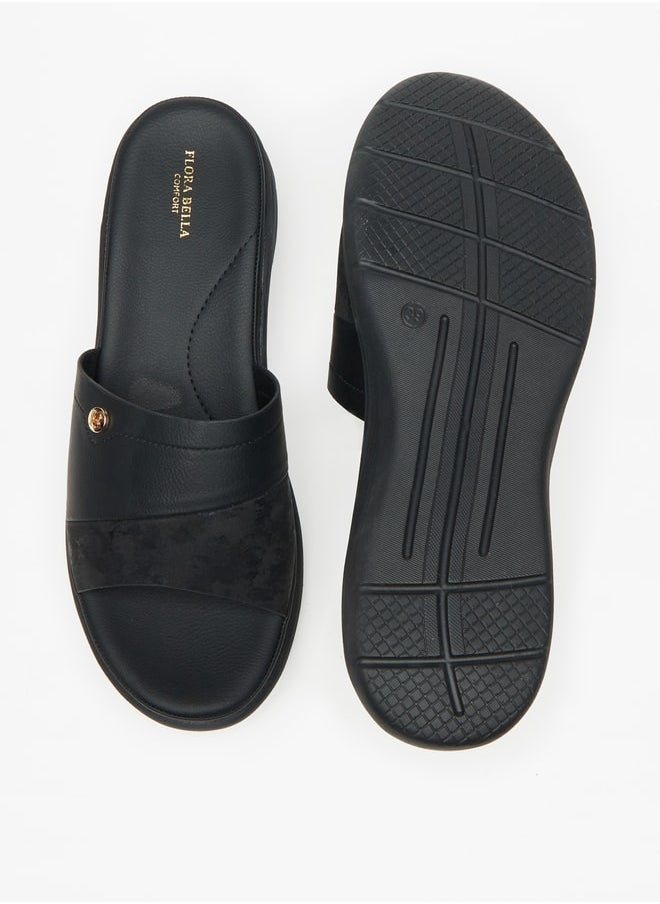 Flora Bella By Shoexpress Women's Solid Slip-On Sandals with Flatform Heels  - Image 4