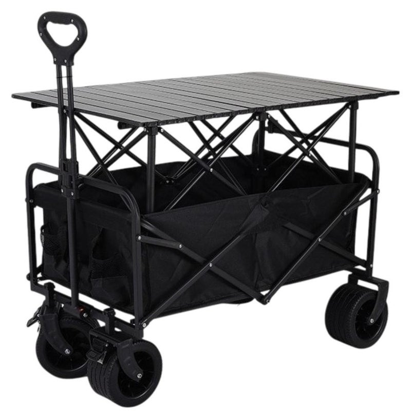 هويتك عربة متعددة الأغراض قابلة للطي ومتينة مع طاولة، 97 × 51 × 56 سم، لون أسود، للاستخدام الخارجي - Image 1