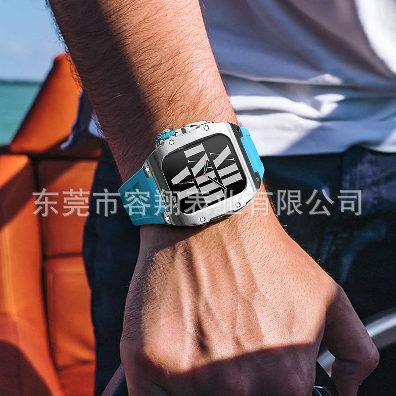 Adapt To Apple Applewatch 8/7/6/5 Stainless Steel Modified Case Strap Protective Shell Iwatchs9 - Image 2