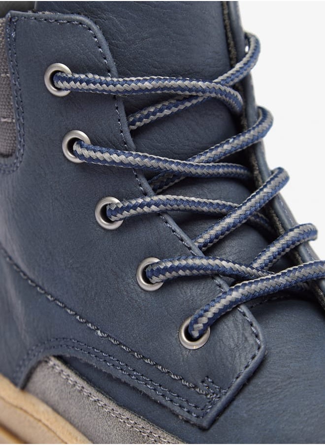 JUNIORS Boys Panelled Low Ankle Boots with Lace Detail and Zip Closure  - Image 5