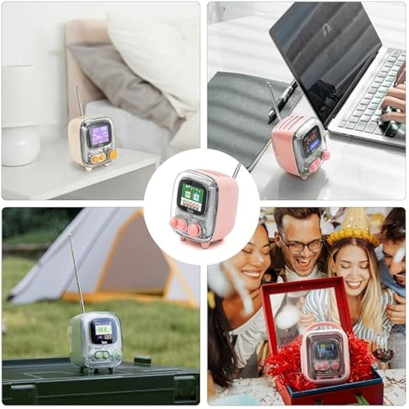 Divoom Tiivoo-2 Retro Bluetooth Speaker with FM Radio,Pixel Art Portable Mini Cute Wireless Small Speaker,Vintage Decor Suitable for Party Office Desk Home Bedroom Kitchen,Gifts for Women Men - Image 2