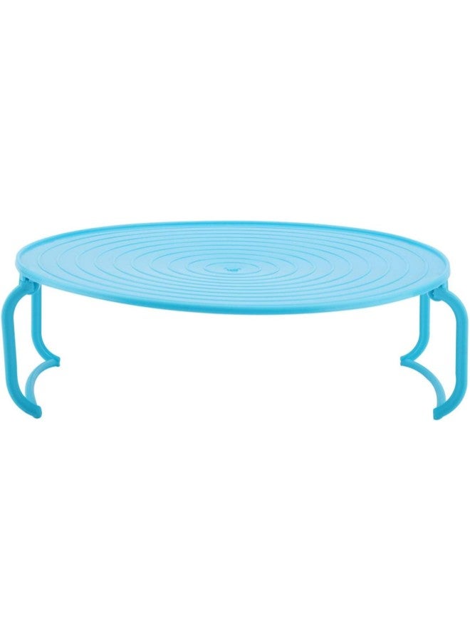 3in1 Microwave Rack/Plate Cove/Food Tray with Foldable Leg, Microwave Plate Stacker Splatter Cover Food Cover for Microwave Oven(Blue)  - Image 2