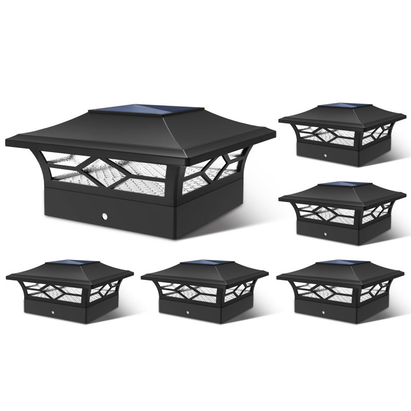 JOFIOS Solar Post Cap Lights Outdoor 6pack Waterproof Solar Powered Deck Fence Post Lights for 4x4 WoodVinyl Posts Solar Outdoor LED Light with CoolWarm Lighting Decorate Garden Patio Porch