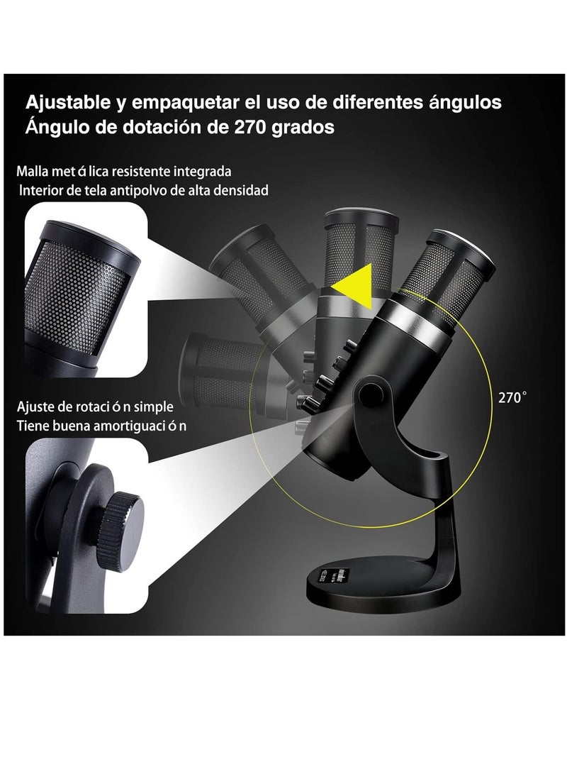 USB Microphone Desktop, Podcast Microphone, PC Gaming Mic, Perceptible Noise Reduction RGB Lighting, Streaming Recording Vocals Voice Overs, Compatible with Computer Mac/Linux/Ps4 - Image 4