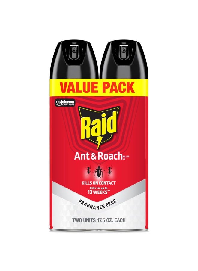 RAID ® Ant & Roach Killer Spray, Fragrance-Free, 17.5 Oz, Pack Of 2 - Image 1