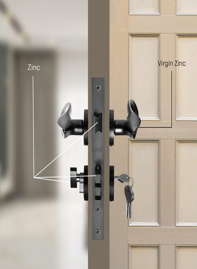 LAPO Heavy Duty Door Locks for Main Door & Bedroom,Mortise Handlesets, Lever Handles Set with 3 Brass Key for Home,Office,Hotel |Black Finish|3 Years Warranty Ro-178 - Image 4