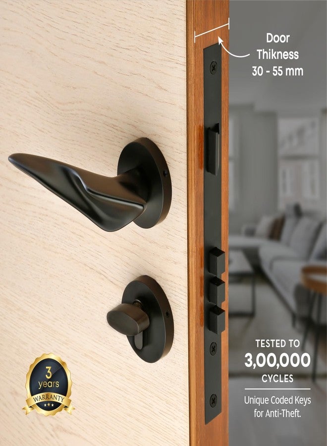 LAPO Heavy Duty Door Locks for Main Door & Bedroom,Mortise Handlesets, Lever Handles Set with 3 Brass Key for Home,Office,Hotel |Black Finish|3 Years Warranty Ro-178 - Image 2