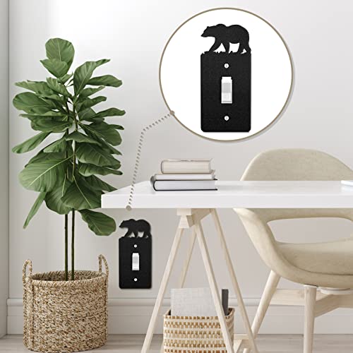 Lothee 6 Pcs Metal Bear Light Switch Cover Plate Moose Tree Mountain Elk Forest Outlet Plate Toggle Outlet Wall Cover for Home(Single Gang Toggle) - Image 5