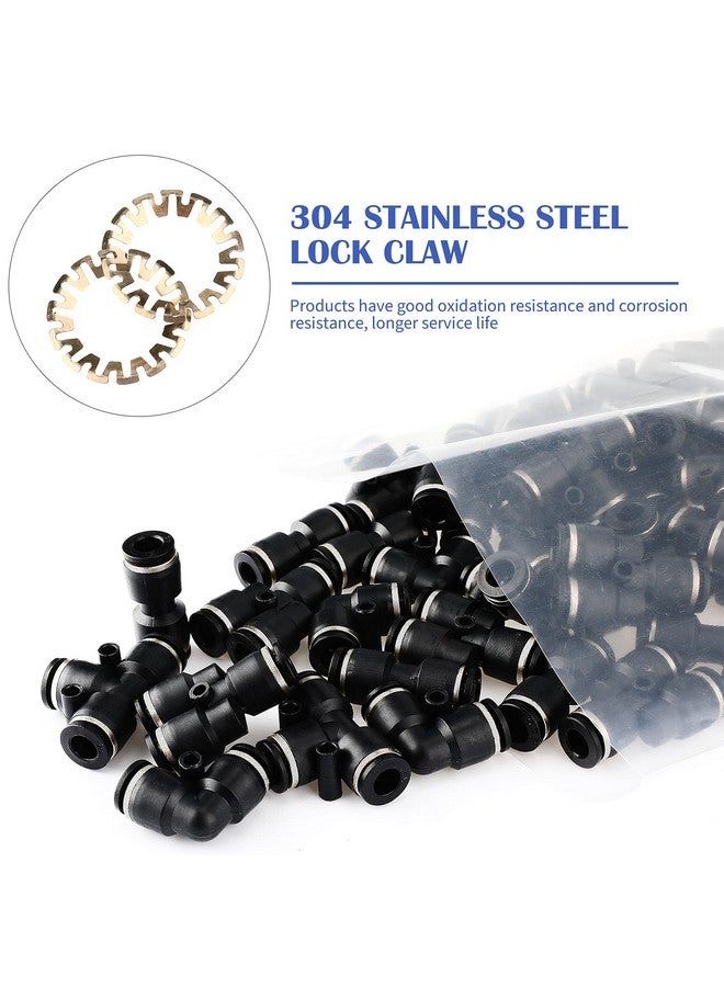 Hotop Hotop Push to Connect Fittings Air Line Pneumatic Fittings Kit 60 Pieces Quick Release Pneumatic Connectors 15 Splitters 15 Elbows 15 Tee 15 Straight Tubes (Black,1/4 Inch Od) - Image 5