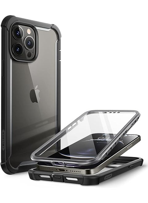 Ares Case for iPhone 13 Pro Max 6.7 inch (2021 Release), Dual Layer Rugged Clear Bumper Case with Built-in Screen Protector (Black)