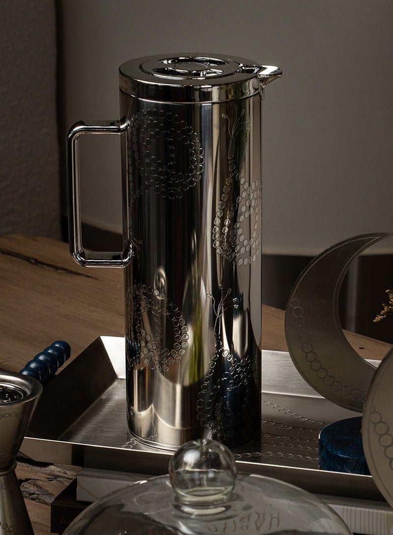 Blends Silver Tea and Coffee Flask with Beads Pattern - Image 1
