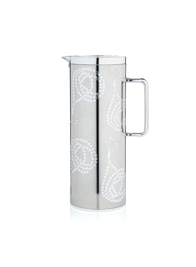 Blends Silver Tea and Coffee Flask with Beads Pattern - Image 2