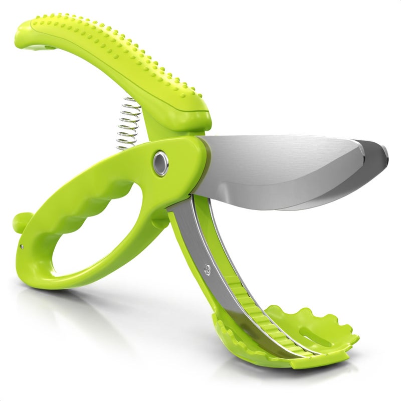 LIBERHAUS Salad Scissors for Chopped Salad â€“ Multiblade Food Scissor Chopper With Spring-Loaded System & Anti-Slash Head for Fast Double Cutting â€“ 8.9" Handy Size Lettuce Chopper, Stainless Steel Blades - Image 1