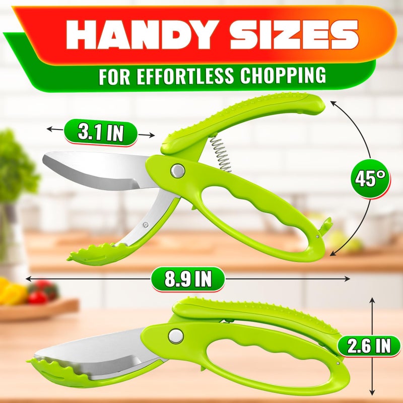LIBERHAUS Salad Scissors for Chopped Salad â€“ Multiblade Food Scissor Chopper With Spring-Loaded System & Anti-Slash Head for Fast Double Cutting â€“ 8.9" Handy Size Lettuce Chopper, Stainless Steel Blades - Image 2