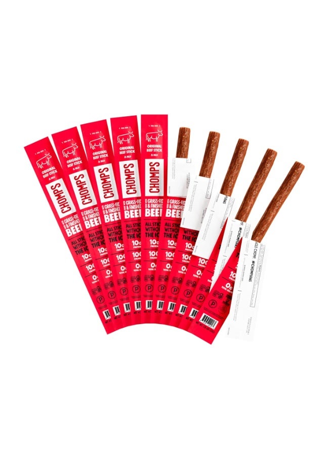 يقضم بصوت عالي أعواد لحم بقري مجفف أصلي، مُغذّى على العشب، عبوة من 10 قطع - مناسبة لأنظمة الكيتو، والباليو، وWhole30، تحتوي على 10 غرام من بروتين اللحم الخالي من الدهون، خالية من الغلوتين، خالية من السكر، غير معدلة وراثيًا - Image 1