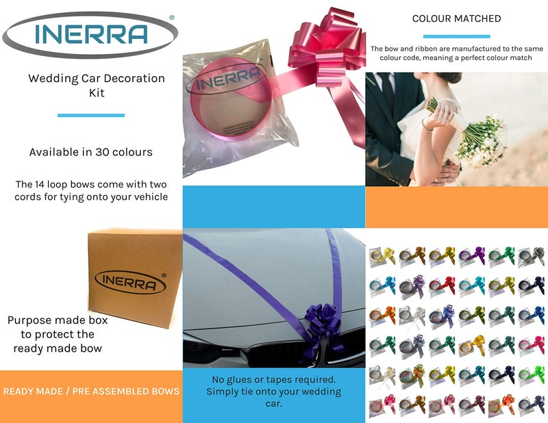 Generic INERRA Wedding Car Decoration Kit - Large 7” Bow - 14 Loop (Ready Made Bow"NOT" Flat Packed) and 7 Metres of Ribbon – Colour Matched (Snow White)  - Image 2