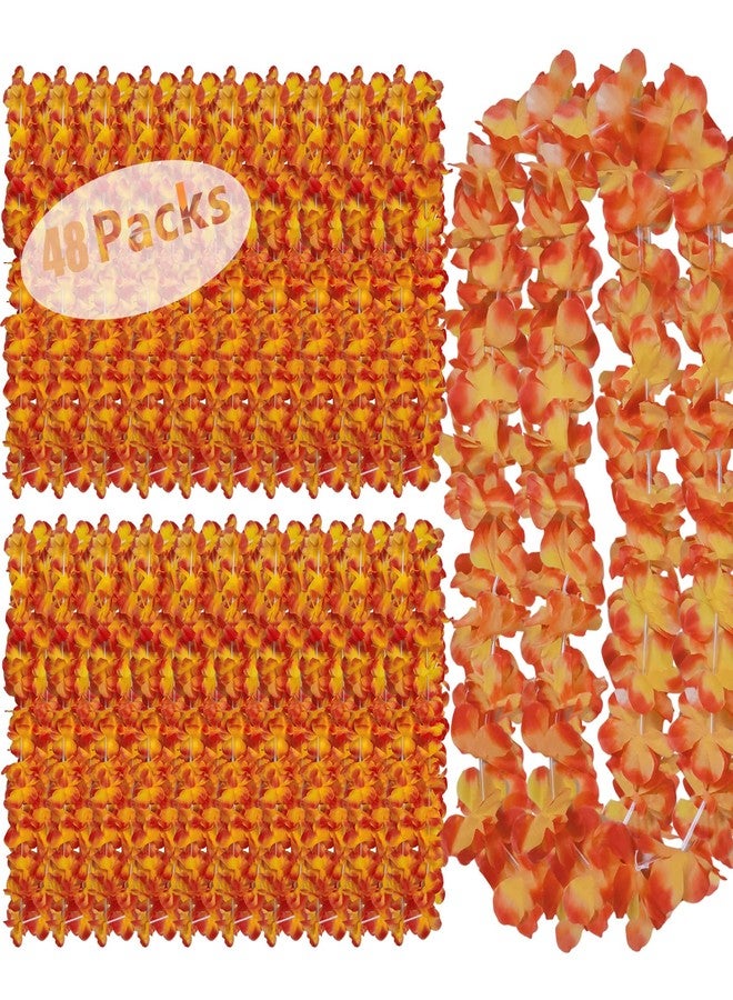 Mowane Leis for Luau Party, 48 Count | Thick and Lush Flower Leis for Luau Parties, Graduations, Birthdays, and Beach Weddings | Tropical Party Decorations and Hula Dance Accessories (48Pcs Orange) - Image 1