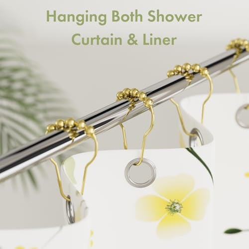Amazer Gold Shower Curtain Hooks, Amazer Shower Curtain Rings Hooks, 12 Pcs Stainless Steel Shower Hooks for Shower Curtain, Rust Proof Shower Curtain Hooks, Shower Hooks for Curtain Bathroom - Image 2