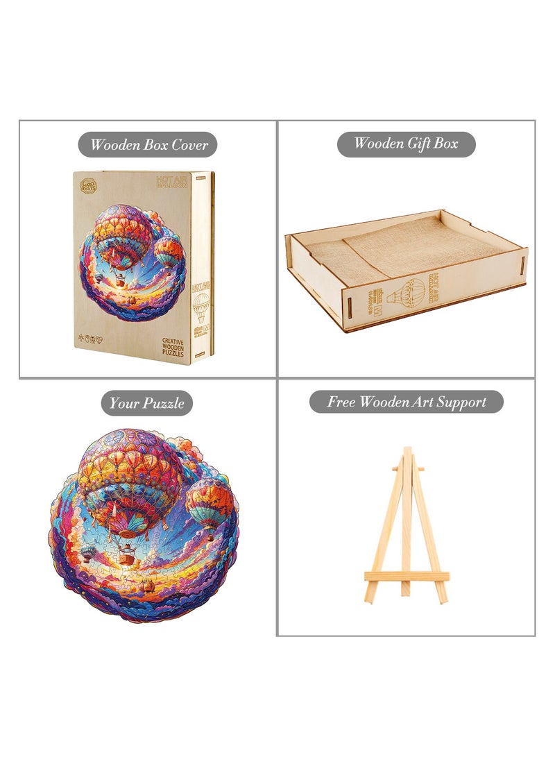 GALADUNE 200 pcs Jigsaws Puzzles for Adult & Kids Teens, Wooden Puzzles, DIY Educational Development Stress Relief Toys, Unique Ramadan Gift Souvenir, Warm Style Home Decorations, Fantastic Hot Air Balloon Pattern  - Image 4