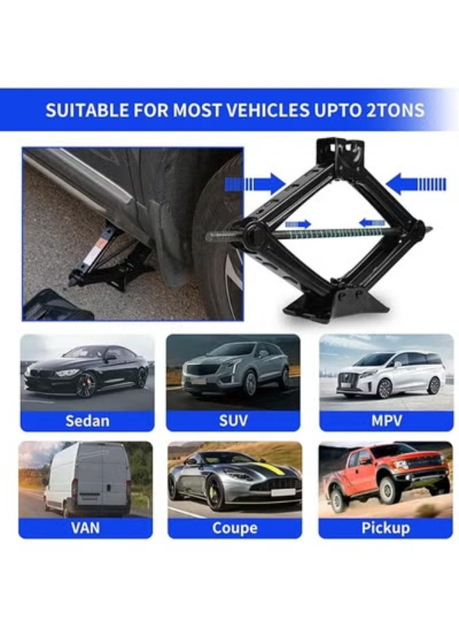 Car Scissor Jack Kit 2 Ton – 15-Piece Tire Changing & Emergency Tool Set for Car, SUV & Truck - Image 2