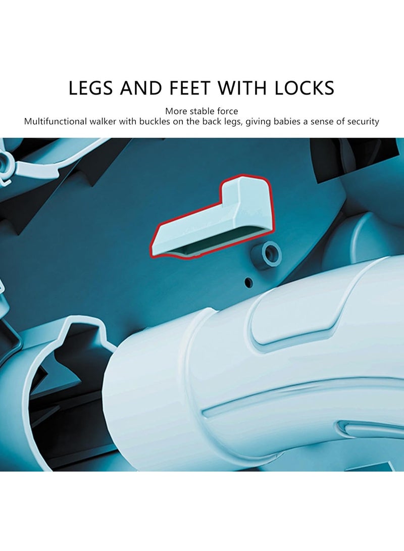 VTERLY Portable Baby Walker, Interactive Stand Walker, Multifunctional Walker for Boys and Girls, Adjustable Learning Activity Walker for Baby, Girls, Boys(Blue) - Image 4