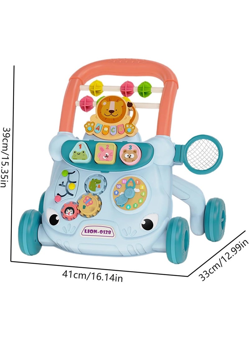 VTERLY Portable Baby Walker, Interactive Stand Walker, Multifunctional Walker for Boys and Girls, Adjustable Learning Activity Walker for Baby, Girls, Boys(Blue) - Image 2