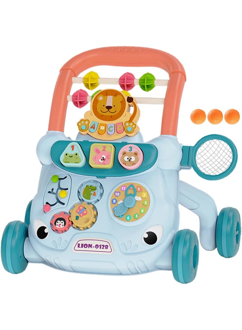 VTERLY Portable Baby Walker, Interactive Stand Walker, Multifunctional Walker for Boys and Girls, Adjustable Learning Activity Walker for Baby, Girls, Boys(Blue) - Image 1