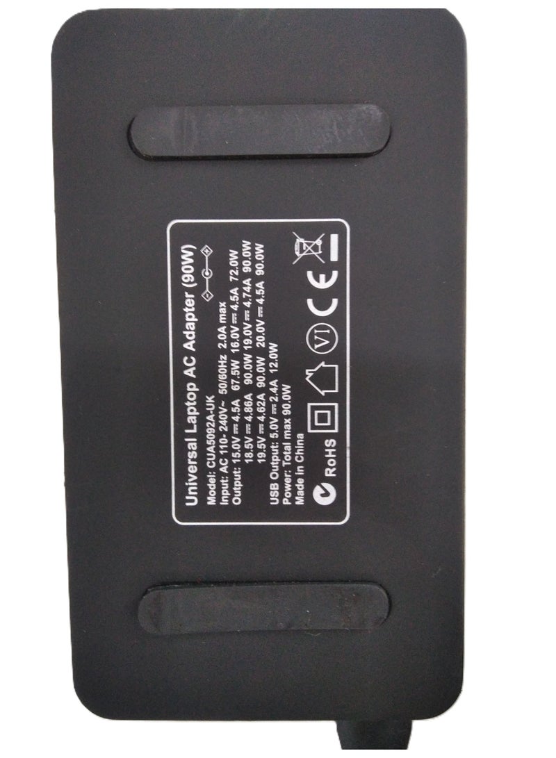 2-Power CUA5092A-UK 90W Universal Laptop & Tablet Charger Automatic Voltage Selection 15–20V DC Output UK 3-Pin Plug 100–240V AC Input (Renewed) - Image 2