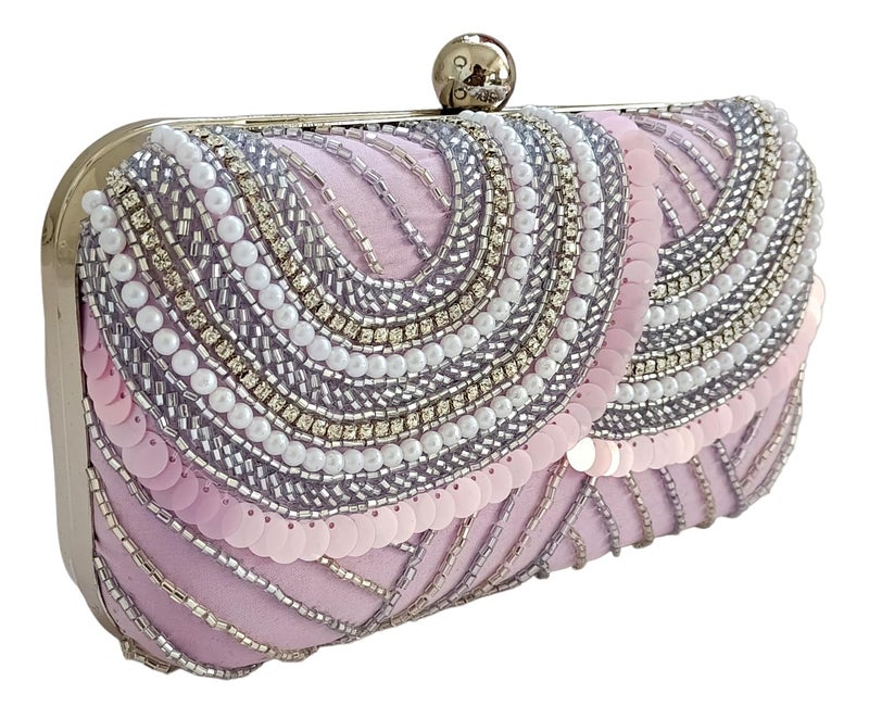 DUCHESS Women Hand Embroidered Sequins Box Clutch for Wedding Party (Purple) - Image 3