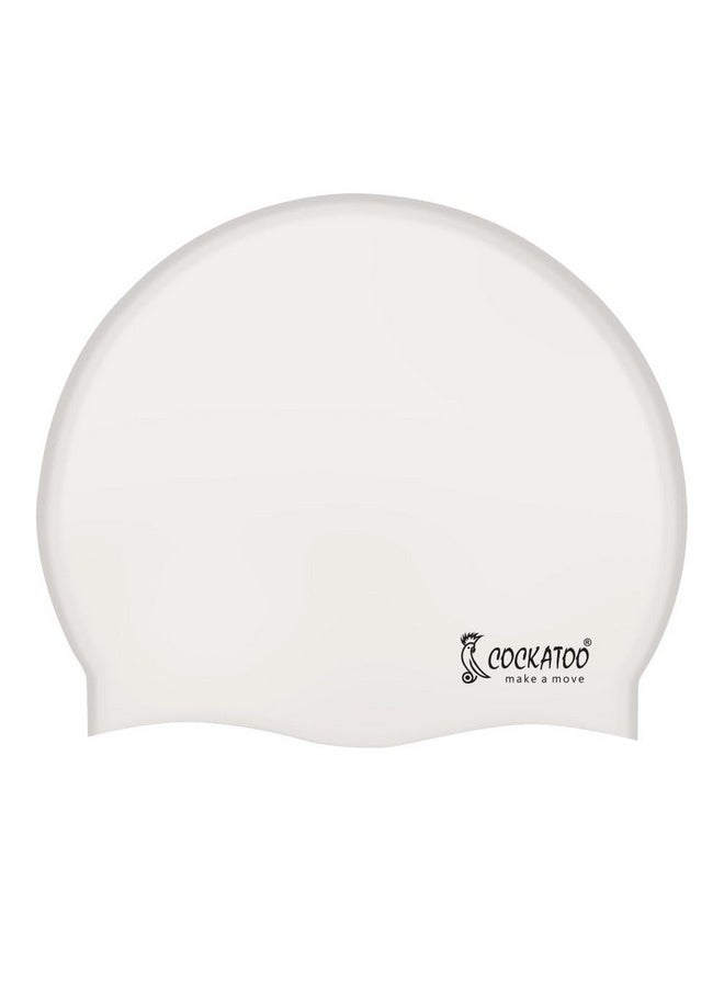 Cockatoo - Sc01 Rubber Swimming Cap For Adults, Swimming Cap For Men & Women, White - Image 1