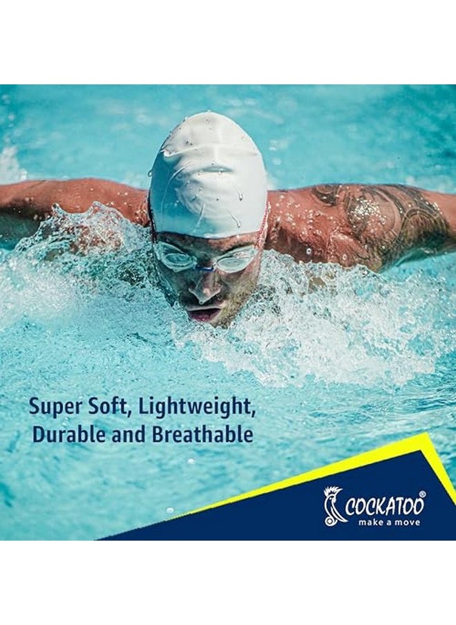 Cockatoo - Sc01 Rubber Swimming Cap For Adults, Swimming Cap For Men & Women, White - Image 1