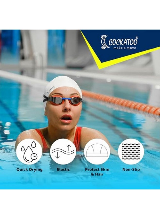 Cockatoo - Sc01 Rubber Swimming Cap For Adults, Swimming Cap For Men & Women, White - Image 1
