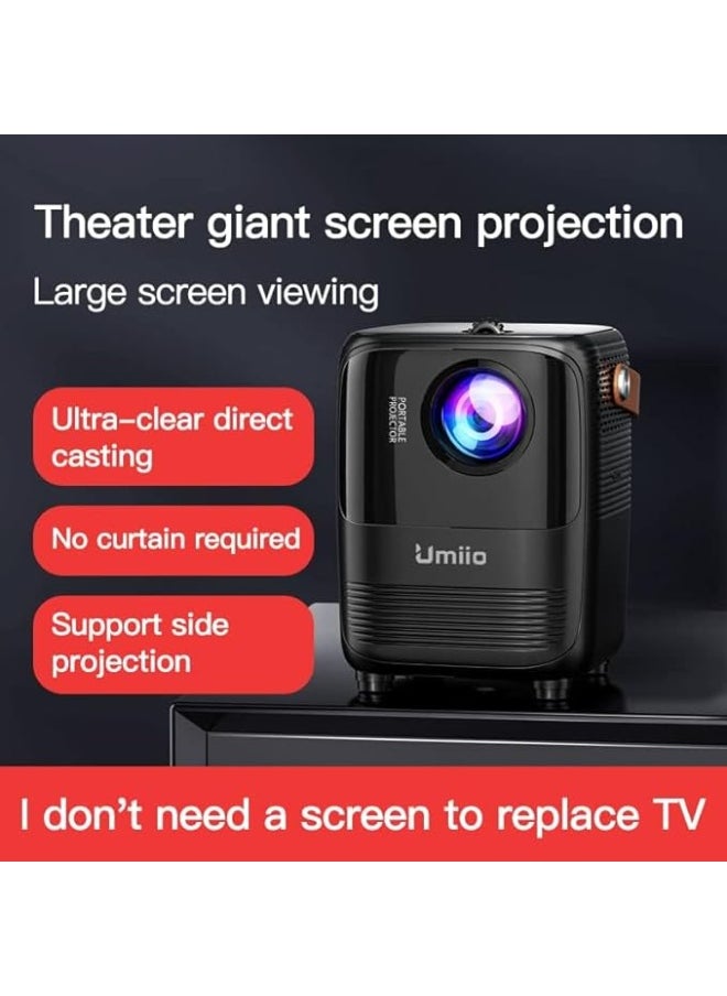 Umiio - Umiio A008 Intelligent Screen Projector 5G WiFi Bluetooth Quadrangle Trapezoid 1080P Android Projector For Move Music TV Game Casting (White) - Image 1