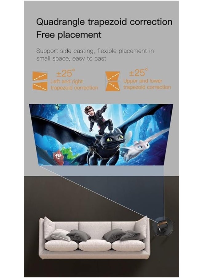 Umiio Umiio A008 Intelligent Screen Projector 5G WiFi Bluetooth Quadrangle Trapezoid 1080P Android Projector For Move Music TV Game Casting (White)  - Image 5