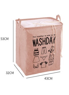 MileMelo Collapsible Printed Laundry Basket Waterproof With Handles Storage Bag  Pink 43*53*32cm  - Image 2