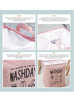MileMelo Collapsible Printed Laundry Basket Waterproof With Handles Storage Bag  Pink 43*53*32cm  - Image 4