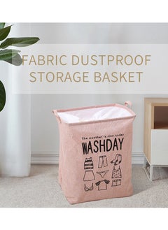 MileMelo Collapsible Printed Laundry Basket Waterproof With Handles Storage Bag  Pink 43*53*32cm  - Image 5