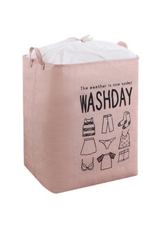 MileMelo Collapsible Printed Laundry Basket Waterproof With Handles Storage Bag  Pink 43*53*32cm  - Image 1