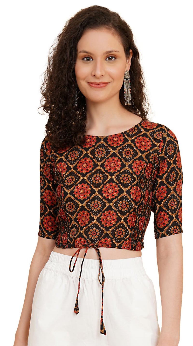Yash Gallery Women's Cotton Floral Printed Regular Blouse (7005YKBLSMULTI, Multi, L) - Image 1