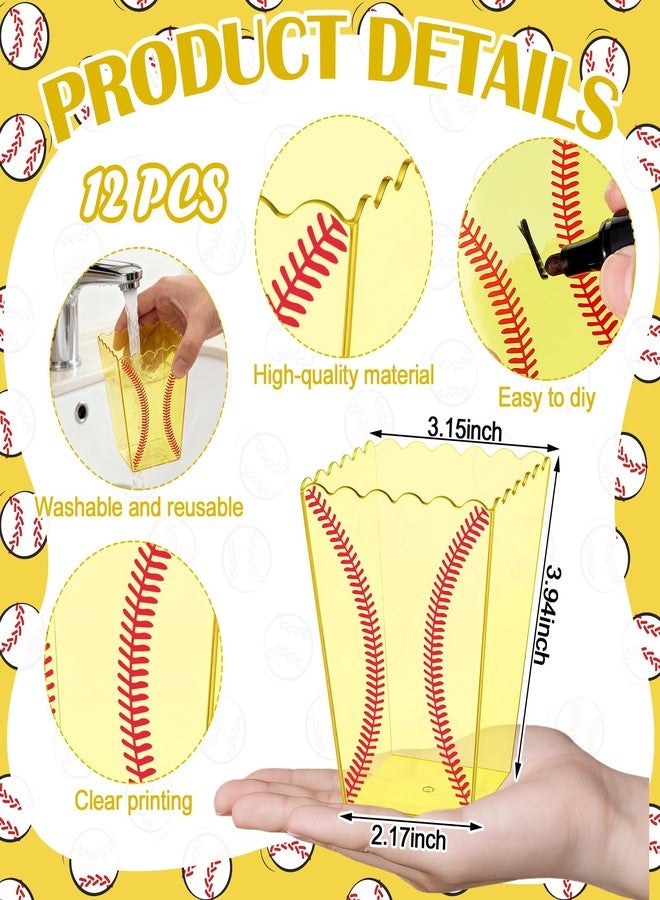 Kathfly 12 Pack Softball Baskets Empty Senior Night Basket for Gifts Empty to Fill Plastic Storage Box for Boys Softball Team Sport Party Favor Holiday Gift Packaging - Image 3