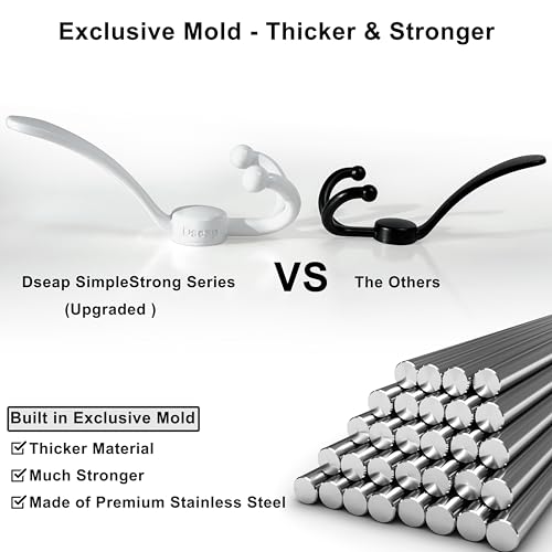 Dseap Over Door Hook 2.0 - Upgraded Version - Simple-Assembly, Strong, Heavy-Duty Stainless Steel 5-Tri-Hook Over The Door Hanger Rack, SimpleStrong Series, White - Image 3
