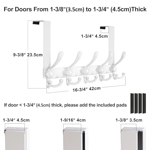 Dseap Over Door Hook 2.0 - Upgraded Version - Simple-Assembly, Strong, Heavy-Duty Stainless Steel 5-Tri-Hook Over The Door Hanger Rack, SimpleStrong Series, White - Image 5